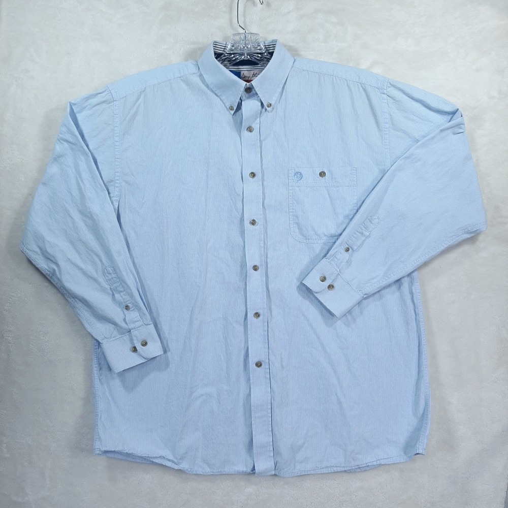 Wrangler George Strait Cowboy Cut Shirt Mens XL Blue Micro Check Button Down